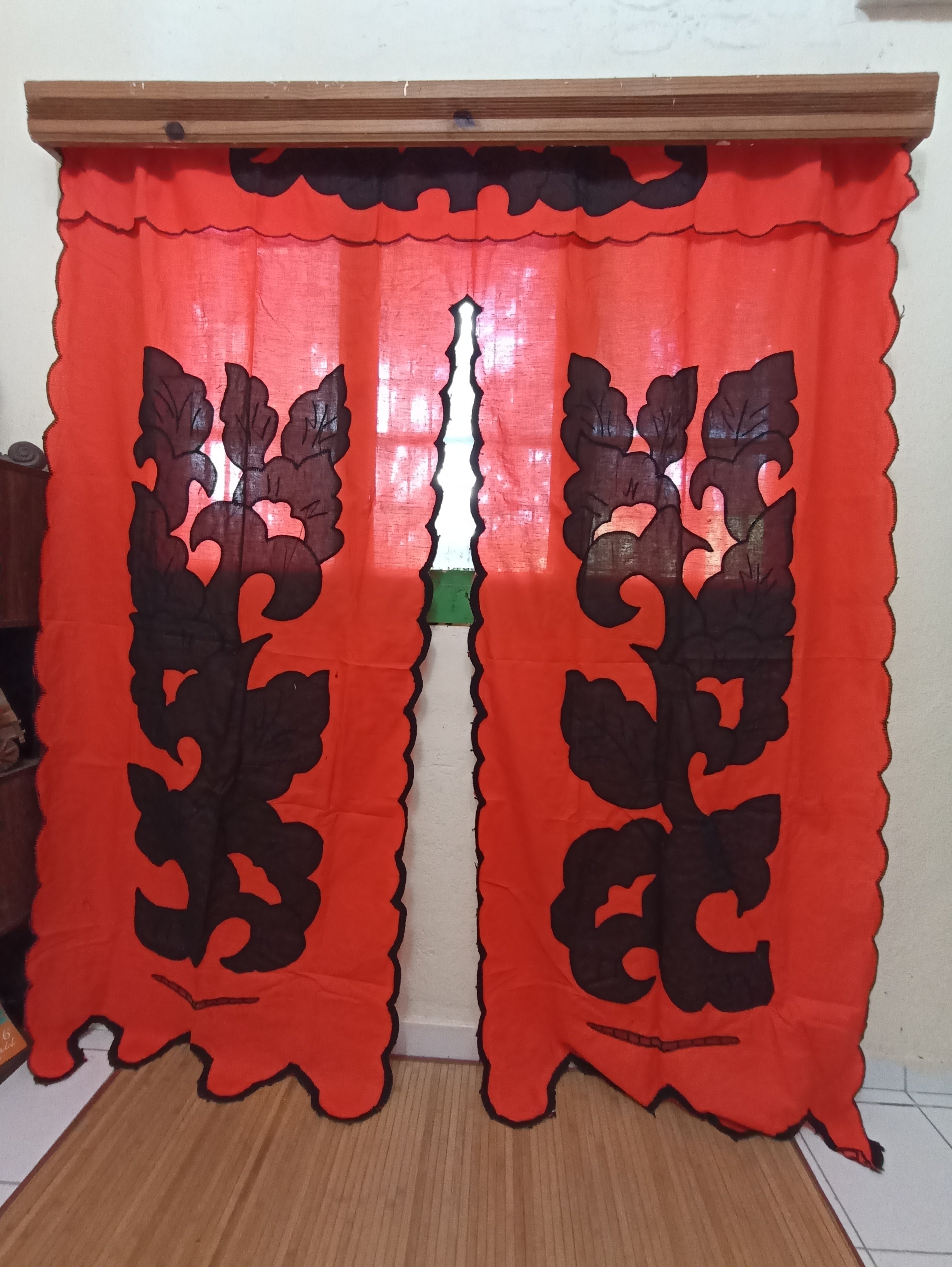 Rideau Petademba XXL 3 Portes orange Motifs noirs