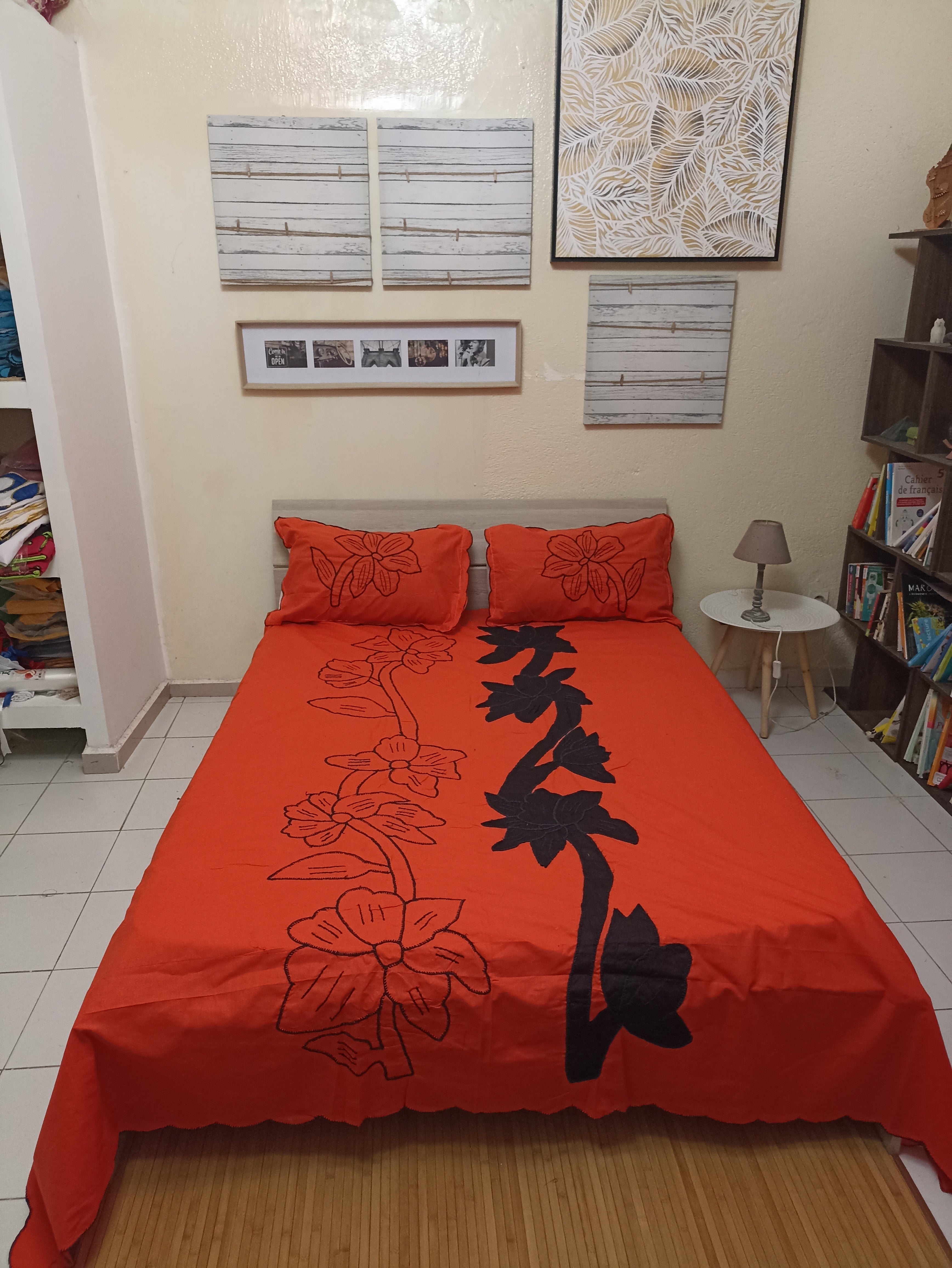 Drap petademba orange motifs bicolores