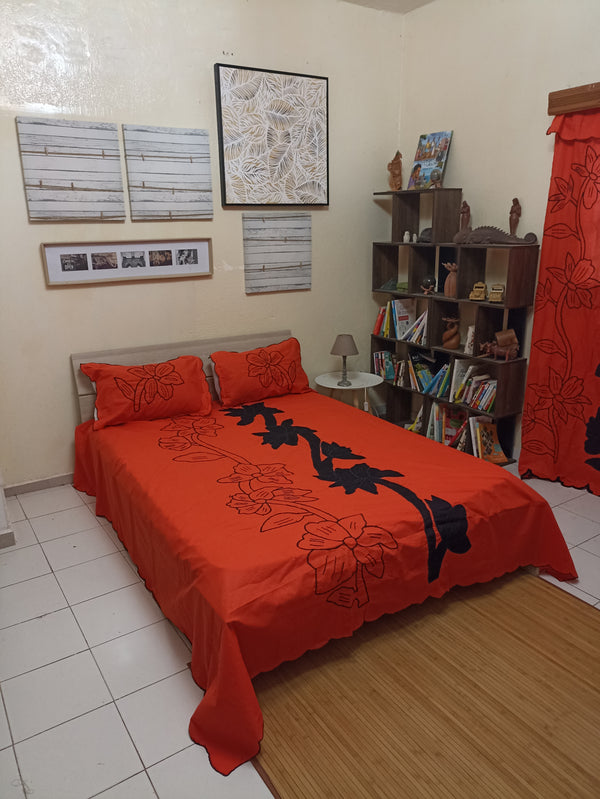 Drap petademba orange motifs bicolores